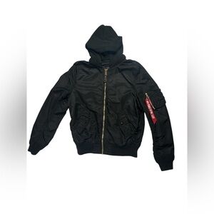 Alpha industries MA-1 Natus Bomber with removable hood black size medium